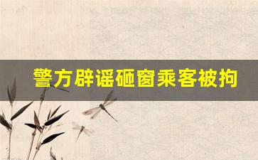 警方辟谣砸窗乘客被拘留 仅批评教育(警方辟谣砸窗乘客被拘